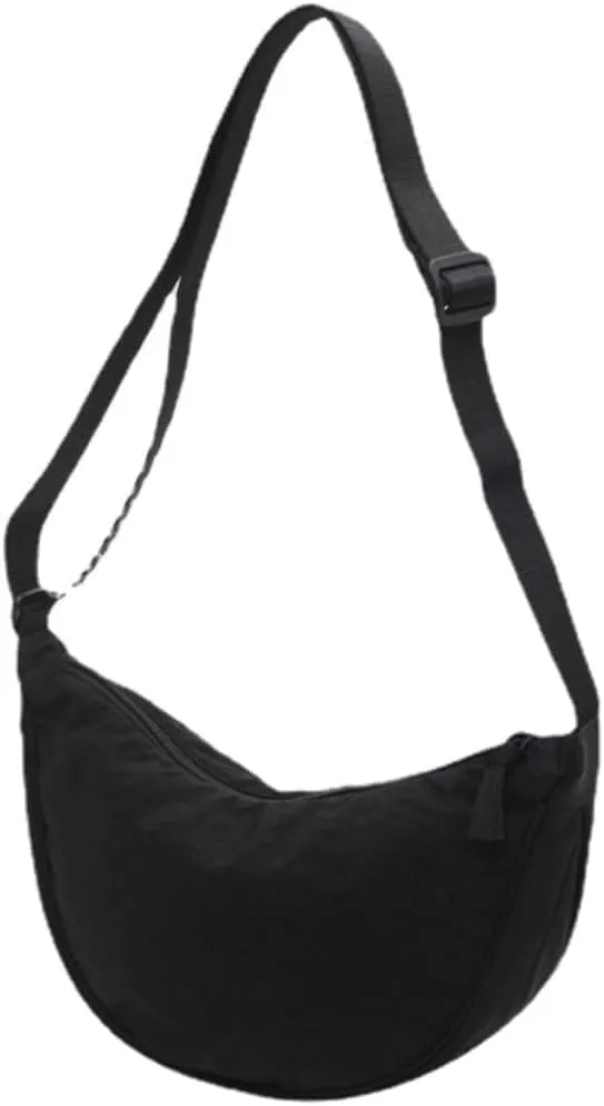 Nylon Slouchy Purse Crossbody Hobo for Women Men Small Round Mini Shoulder Bag