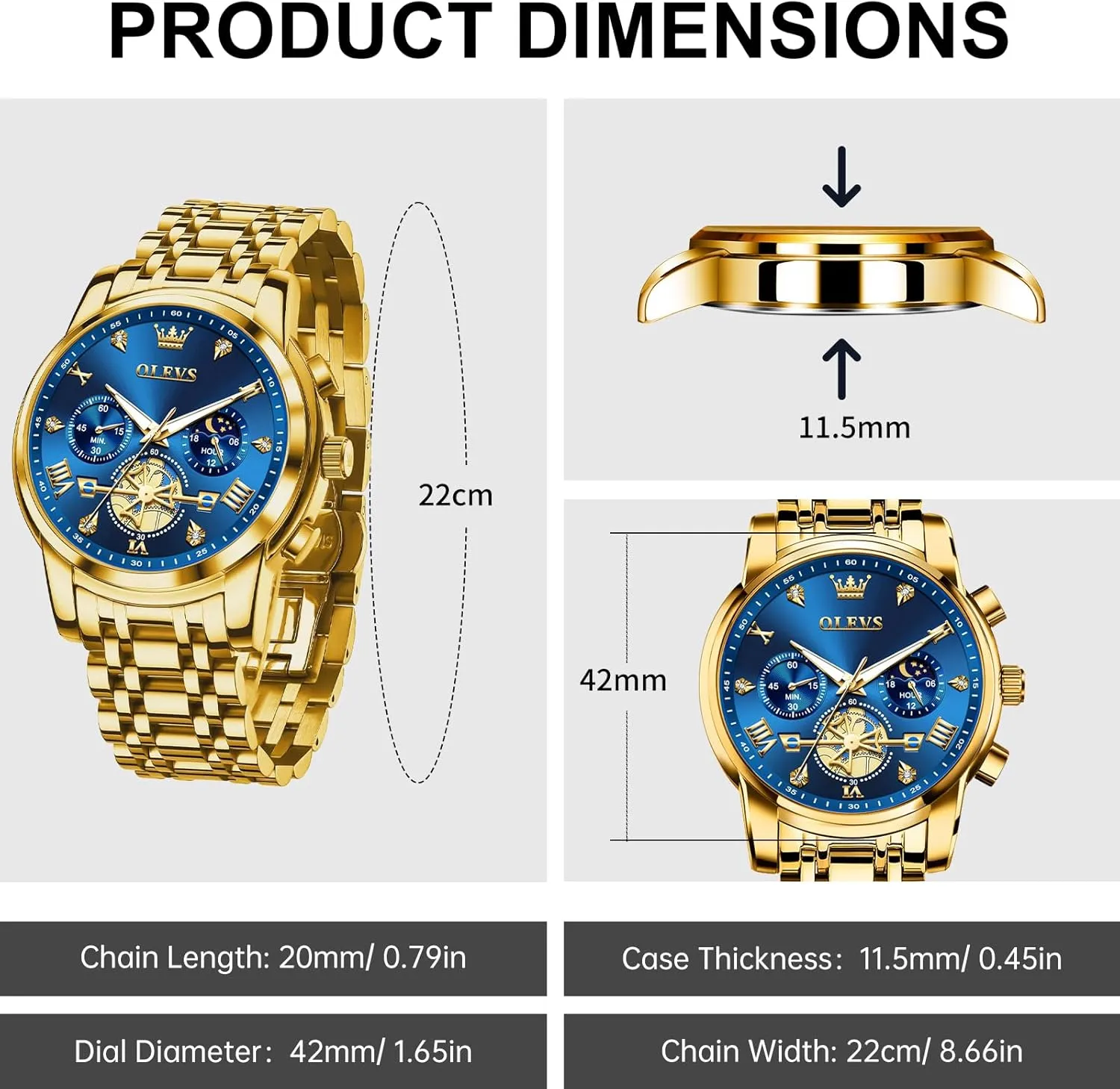 OLEVS Men Silver Watches,Men's Stainless Steel Chronograph Watch,Man Analog Quartz Big Face Male Watches Luxury Waterproof Roman Numeral Dress Diamond Relojes para Hombre