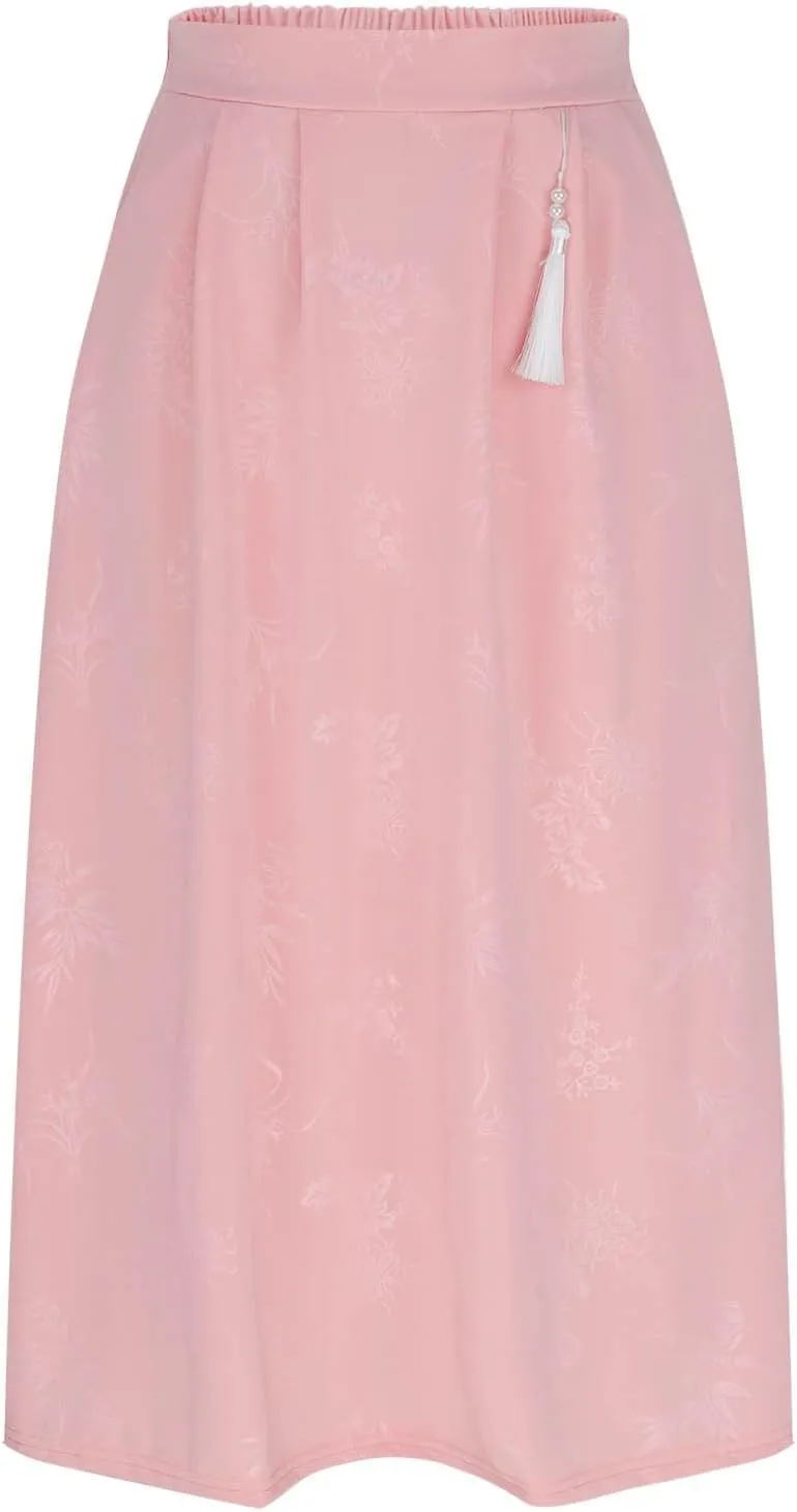Oplxuo Women Elegant Maxi Skirts Floral Print Loose Fit High Waisted Long Skirts