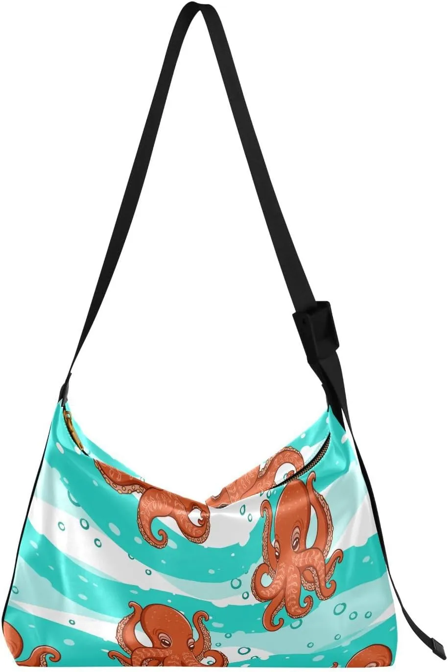 Orange Octopuses Hobo Crossbody Bags for Women Leather Large Shoulder Bag Cross Body Trendy Womens Tote Bags Handbag for Travel Shopping