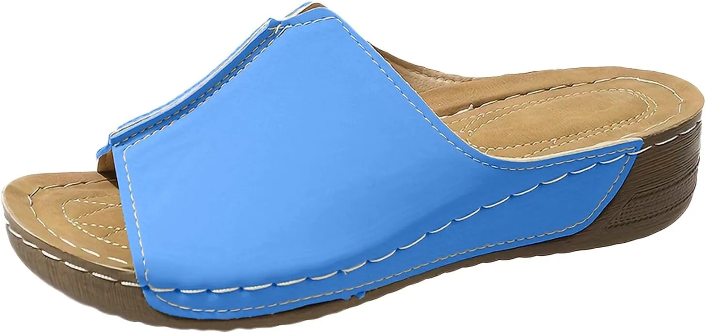 Orthopedic Sandals 2024 New Summer Dressy Leather Orthopedic Wedge Sandals Comfortable Platform Arch Support Slip Sandals
