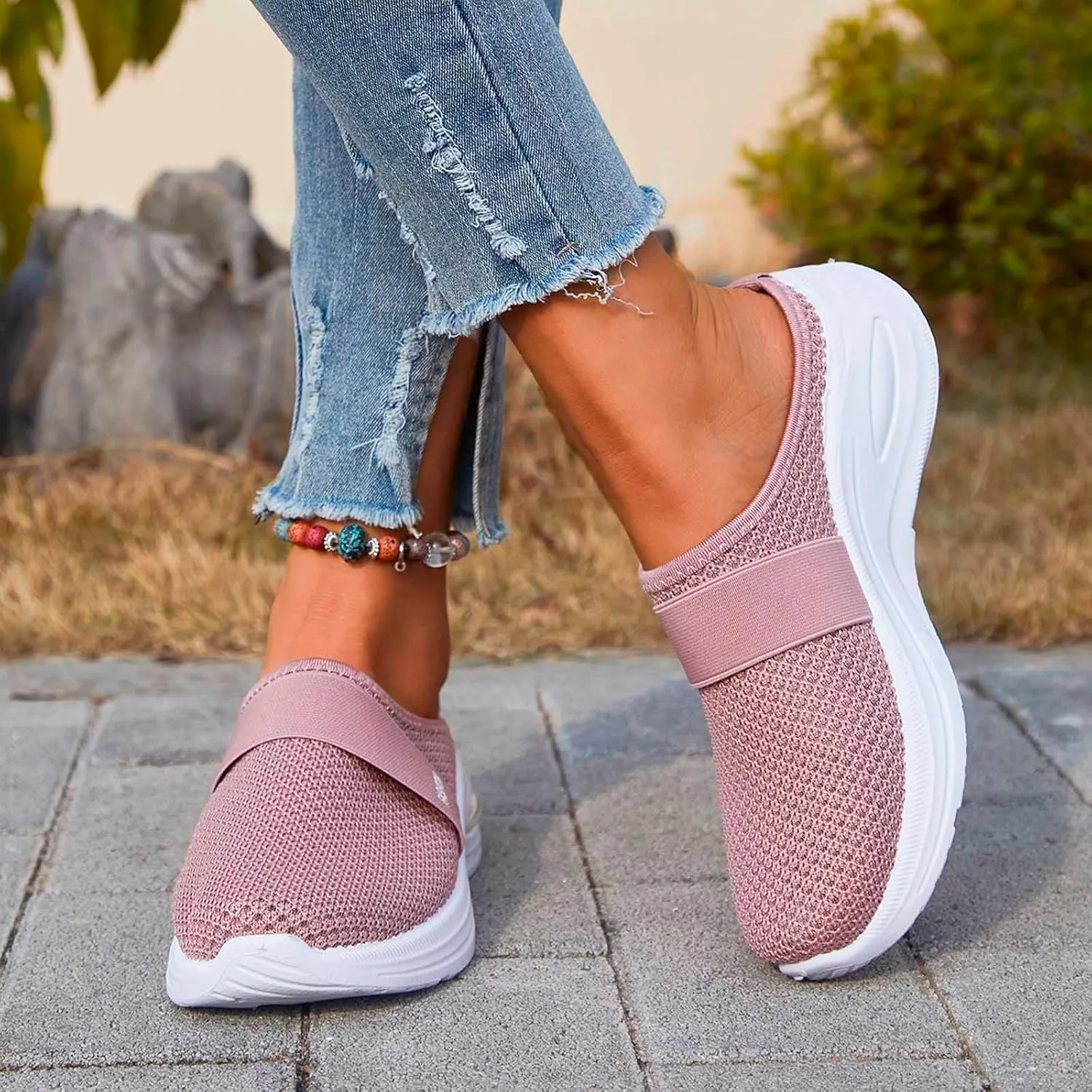 Orthopedic Sandals for Women Arch Support Breathable Sandals Slip on Air-Cushion Walking Shoes Wedge Sandal