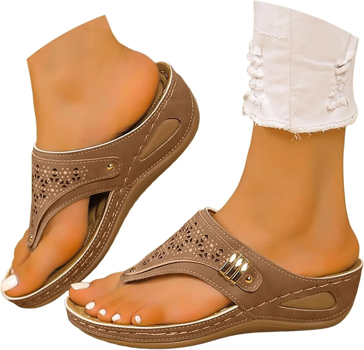 Orthopedic Sandals for Women Dressy Comfortable Arch Support Flip Flops Wedge Sandals Summer Vacation Beach Shoes