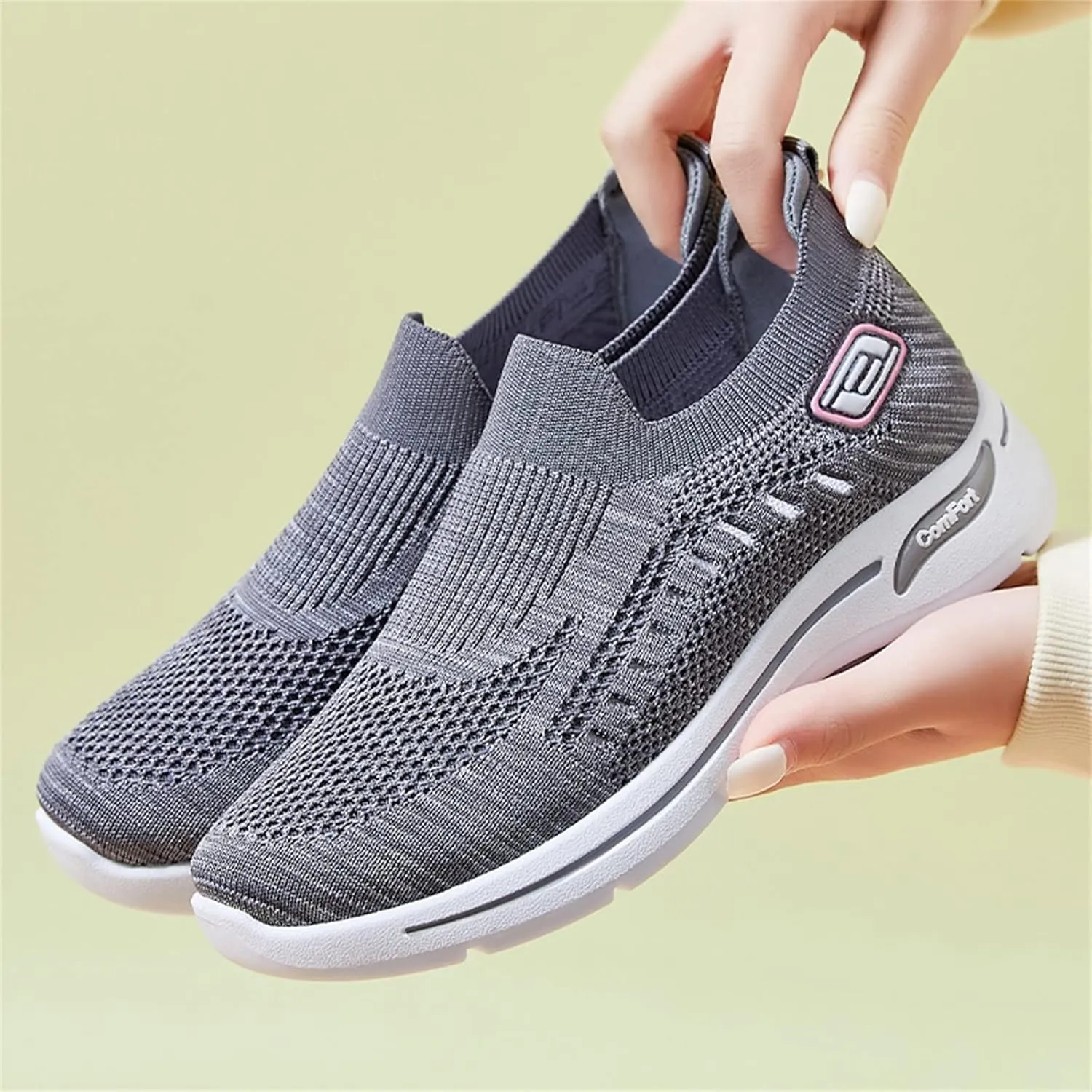 Orthopedic Shoes for Women Comfortable Breathable Knit Sneakers Fashion Woven Orthopedic Sneakers Lightweight Slip-On Sneakers
