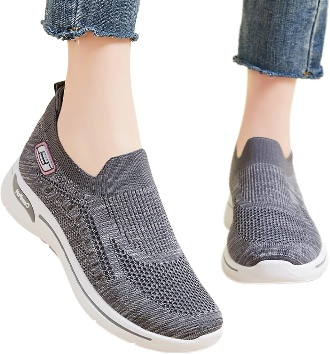 Orthopedic Shoes for Women Comfortable Breathable Knit Sneakers Fashion Woven Orthopedic Sneakers Lightweight Slip-On Sneakers