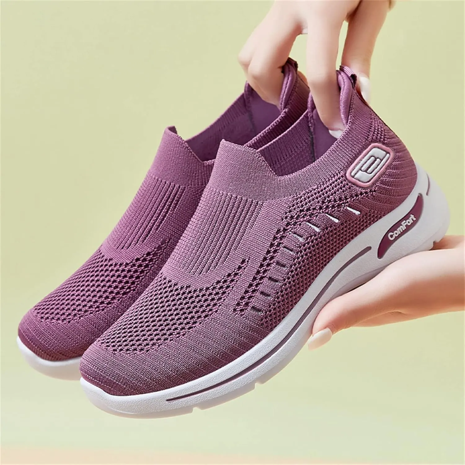 Orthopedic Shoes for Women Comfortable Breathable Knit Sneakers Fashion Woven Orthopedic Sneakers Lightweight Slip-On Sneakers