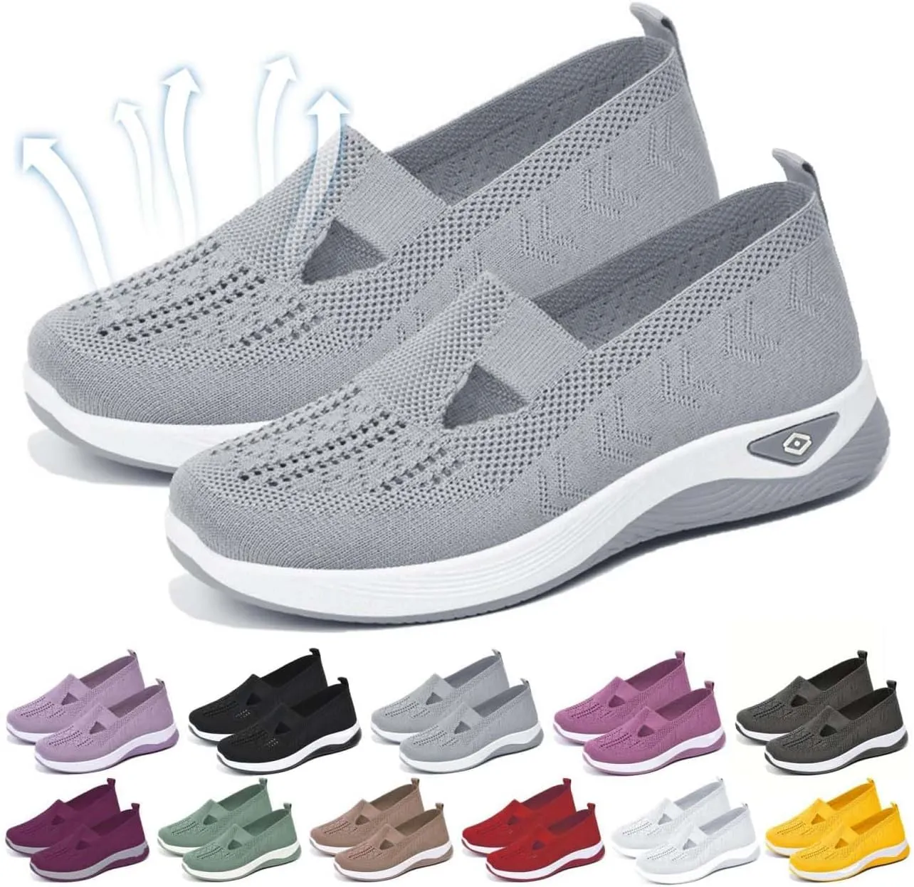 Orthopedic Shoes for Women,Women's Woven Breathable Soft Sneakers Arch Support Walking Flying Diabetic Foam Womens Comfortable Non Slip Food Service Lightweight Nurse Sport Sneaker