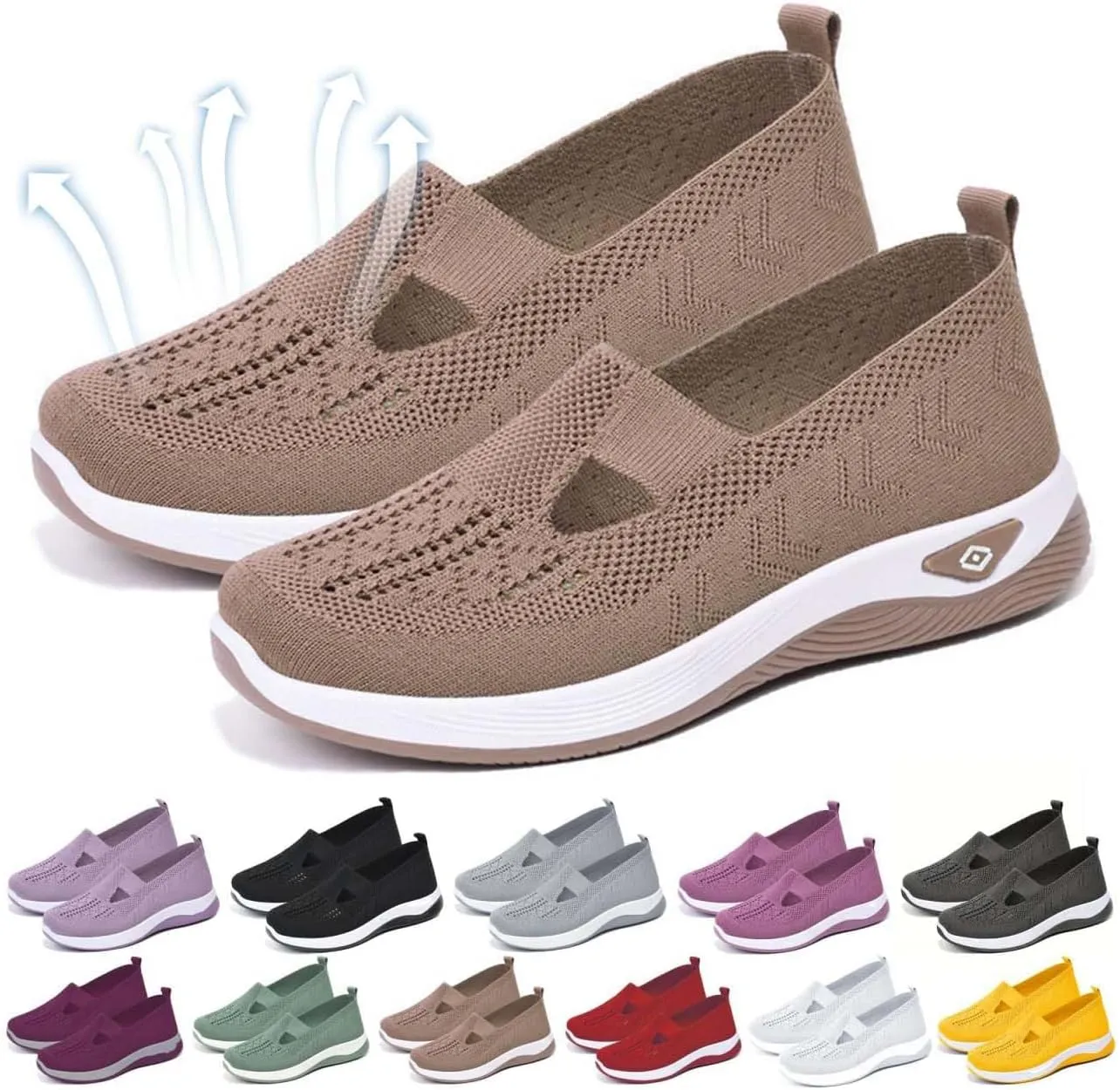 Orthopedic Shoes for Women,Women's Woven Breathable Soft Sneakers Arch Support Walking Flying Diabetic Foam Womens Comfortable Non Slip Food Service Lightweight Nurse Sport Sneaker