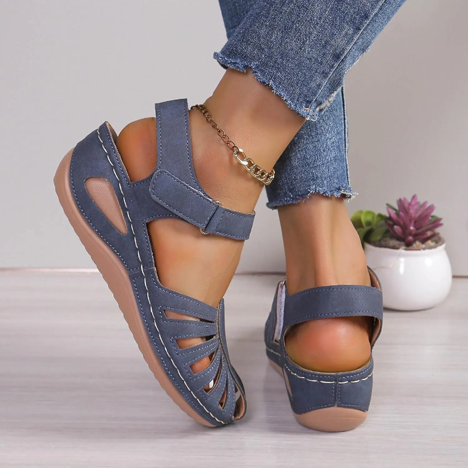 Orthowalkway Womens Close Toe Sandals,Women's Comfy Orthotic Sandals,Dressy Summer Walking Orthopedic Fisherman Shoes