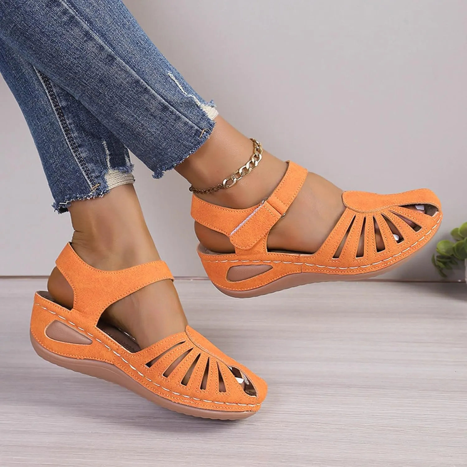 Orthowalkway Womens Close Toe Sandals,Women's Comfy Orthotic Sandals,Dressy Summer Walking Orthopedic Fisherman Shoes