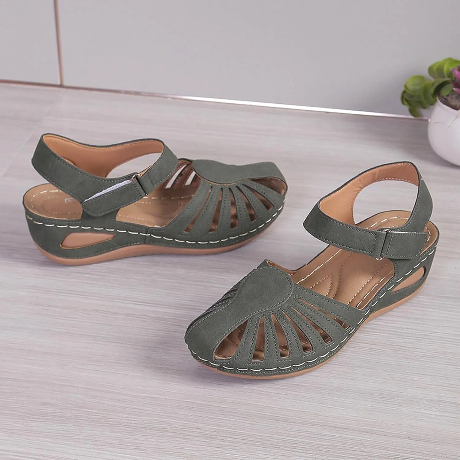Orthowalkway Womens Close Toe Sandals,Women's Comfy Orthotic Sandals,Dressy Summer Walking Orthopedic Fisherman Shoes