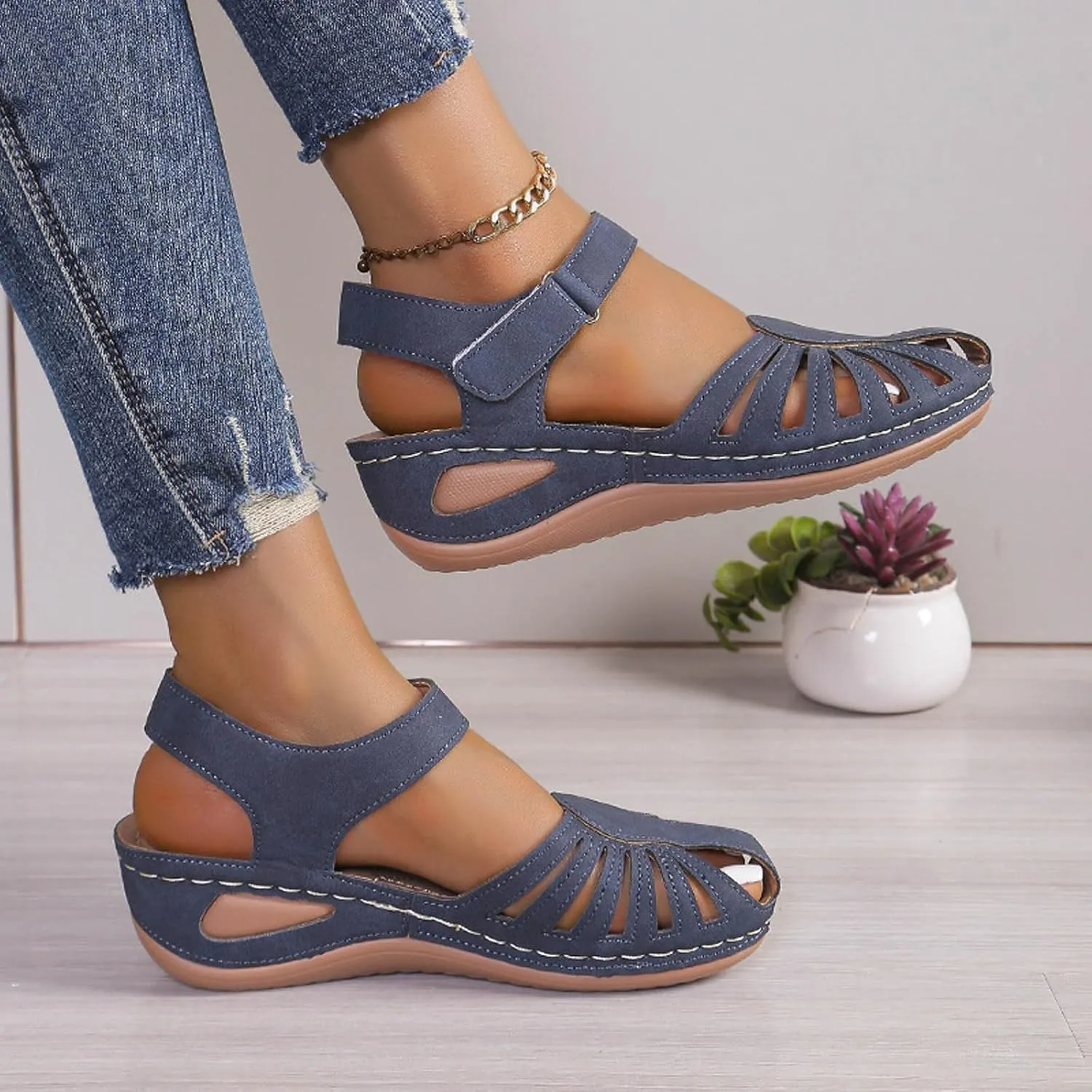 Orthowalkway Womens Close Toe Sandals,Women's Comfy Orthotic Sandals,Dressy Summer Walking Orthopedic Fisherman Shoes