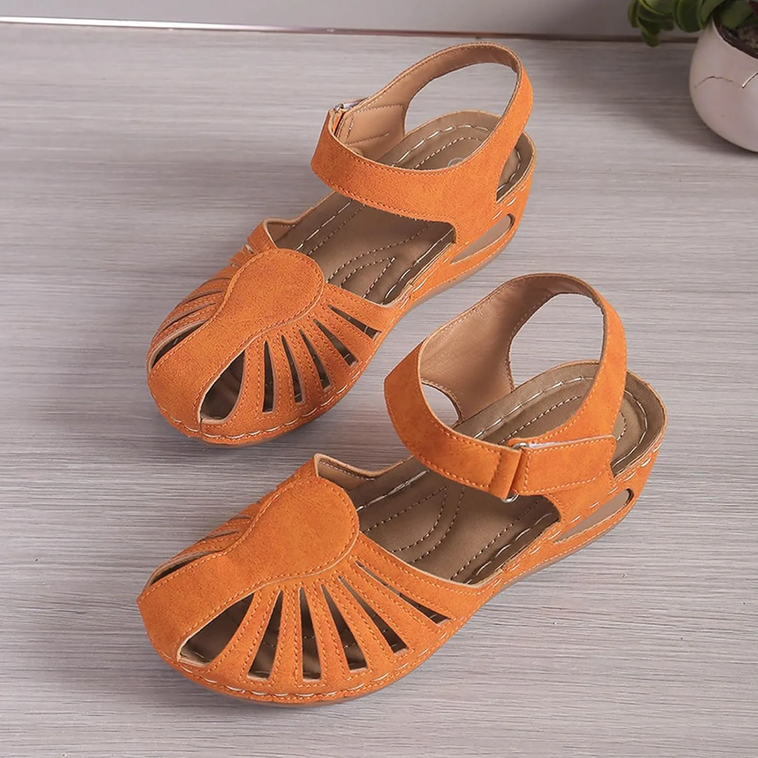 Orthowalkway Womens Close Toe Sandals,Women's Comfy Orthotic Sandals,Dressy Summer Walking Orthopedic Fisherman Shoes