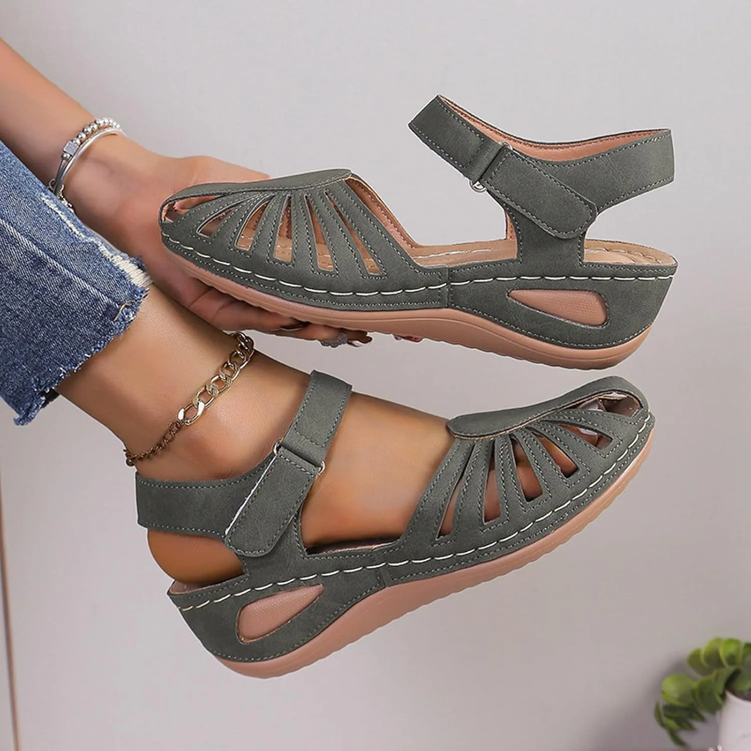 Orthowalkway Womens Close Toe Sandals,Women's Comfy Orthotic Sandals,Dressy Summer Walking Orthopedic Fisherman Shoes