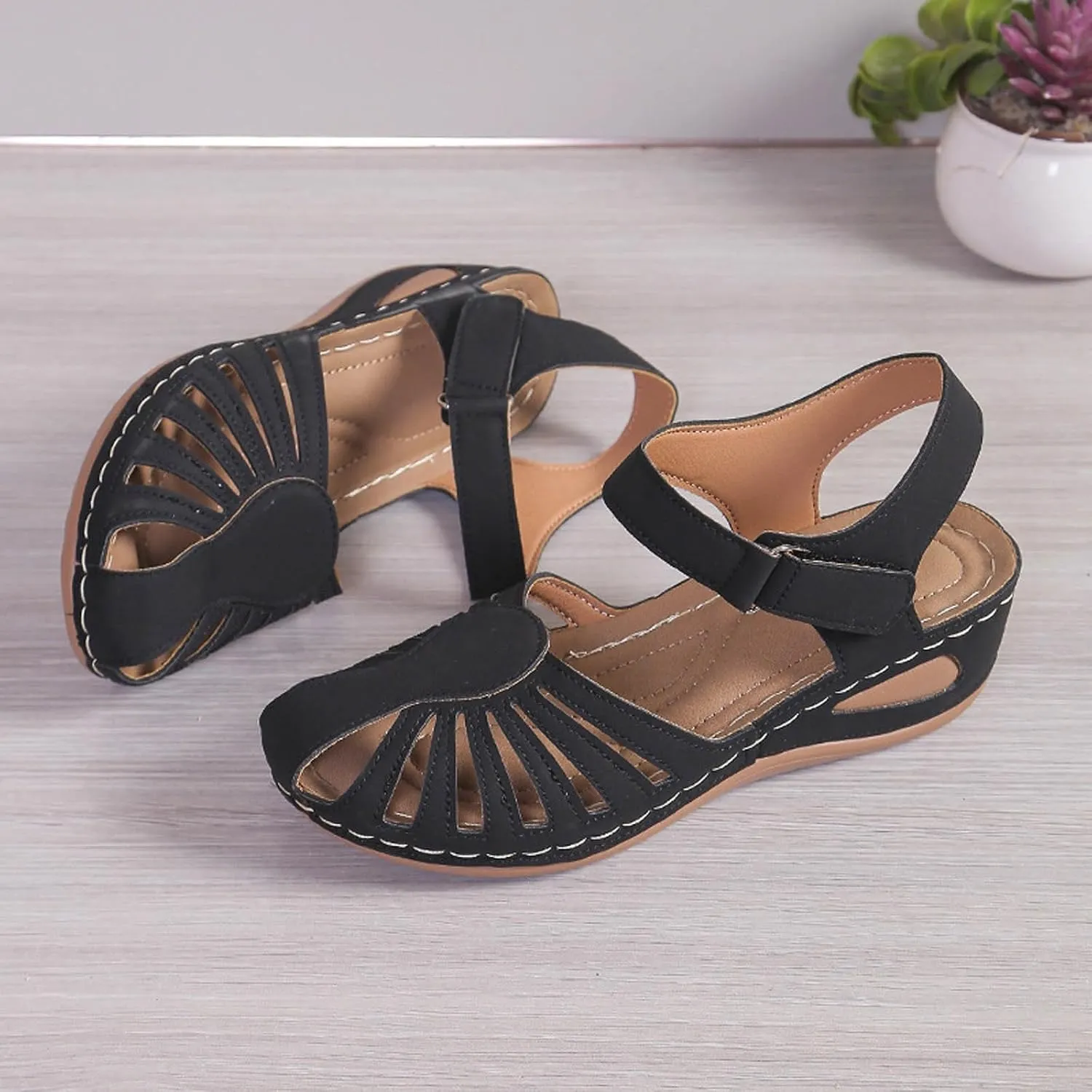 Orthowalkway Womens Close Toe Sandals,Women's Comfy Orthotic Sandals,Dressy Summer Walking Orthopedic Fisherman Shoes