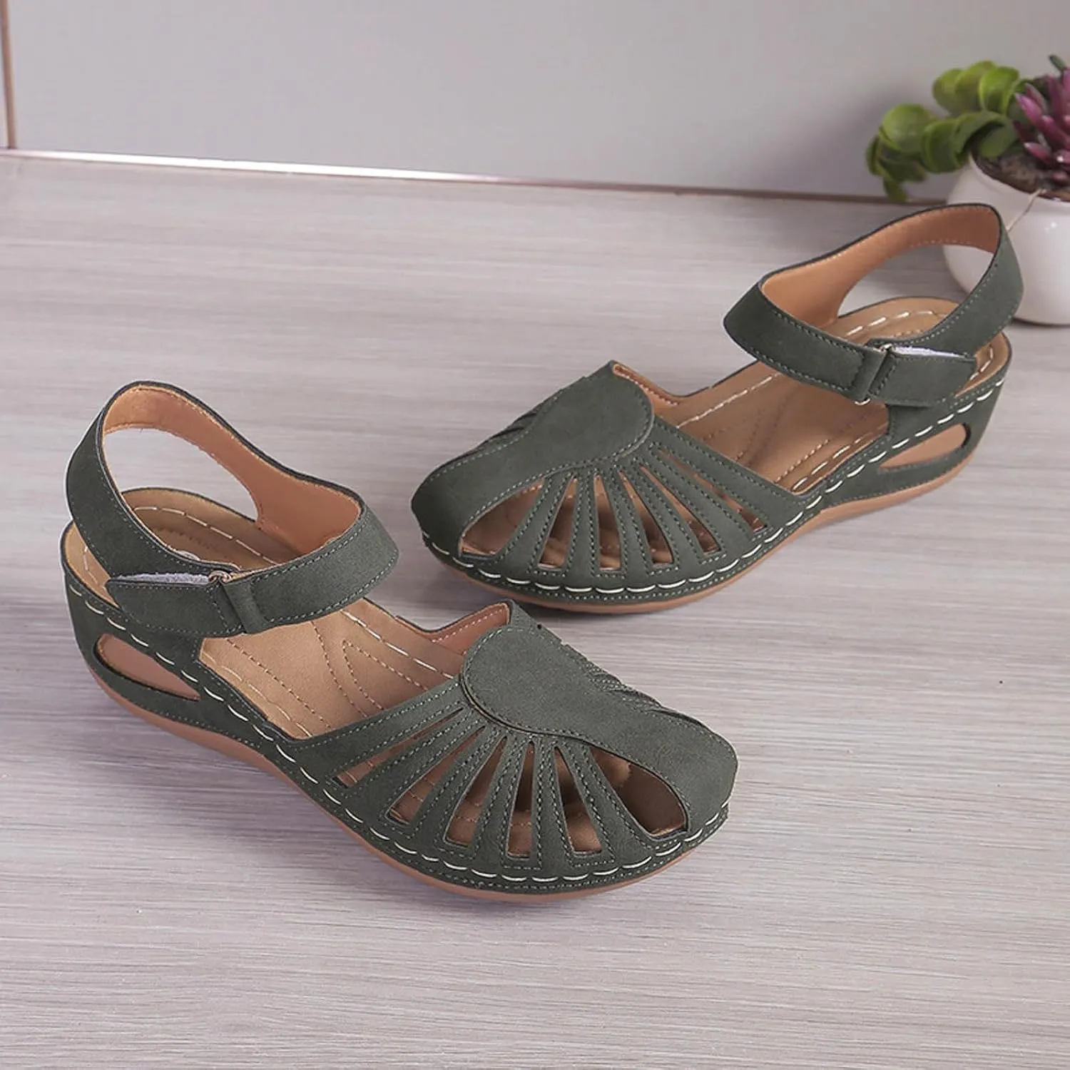 Orthowalkway Womens Close Toe Sandals,Women's Comfy Orthotic Sandals,Dressy Summer Walking Orthopedic Fisherman Shoes