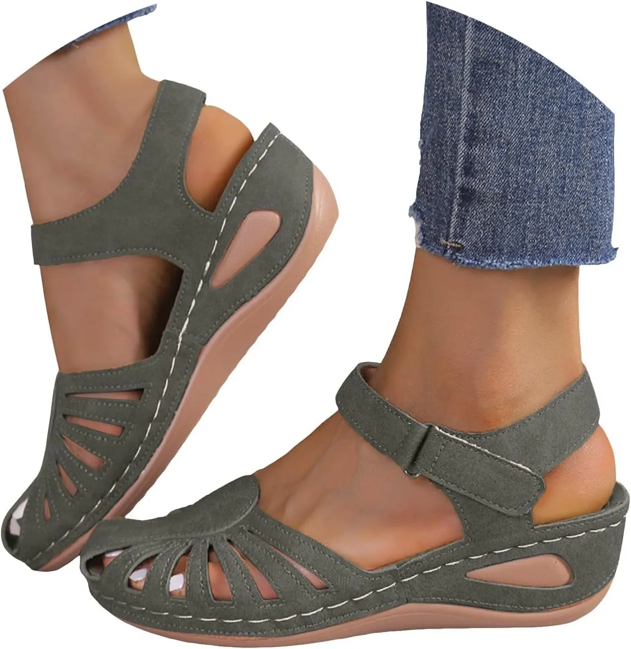 Orthowalkway Womens Close Toe Sandals,Women's Comfy Orthotic Sandals,Dressy Summer Walking Orthopedic Fisherman Shoes