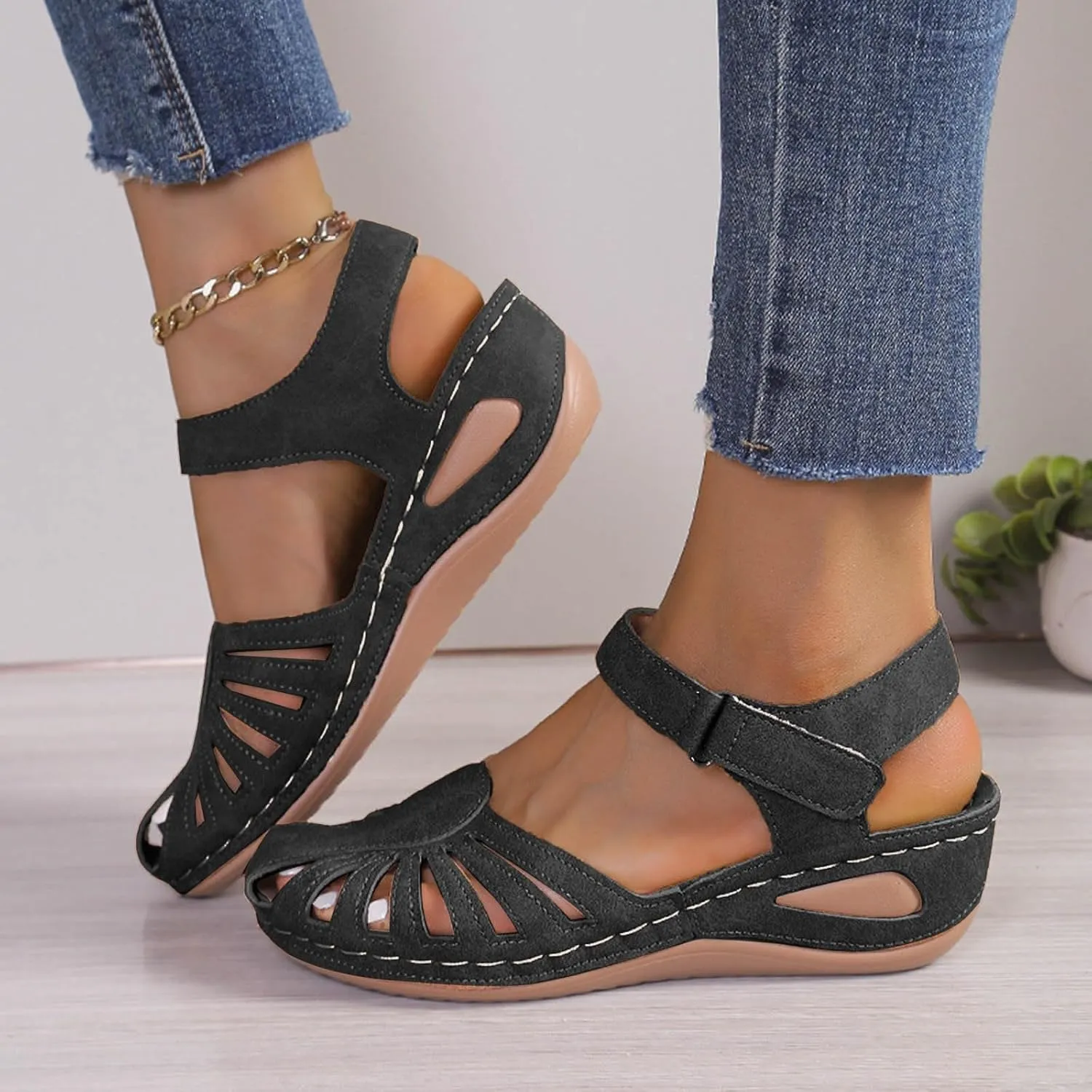 Orthowalkway Womens Close Toe Sandals,Women's Comfy Orthotic Sandals,Dressy Summer Walking Orthopedic Fisherman Shoes