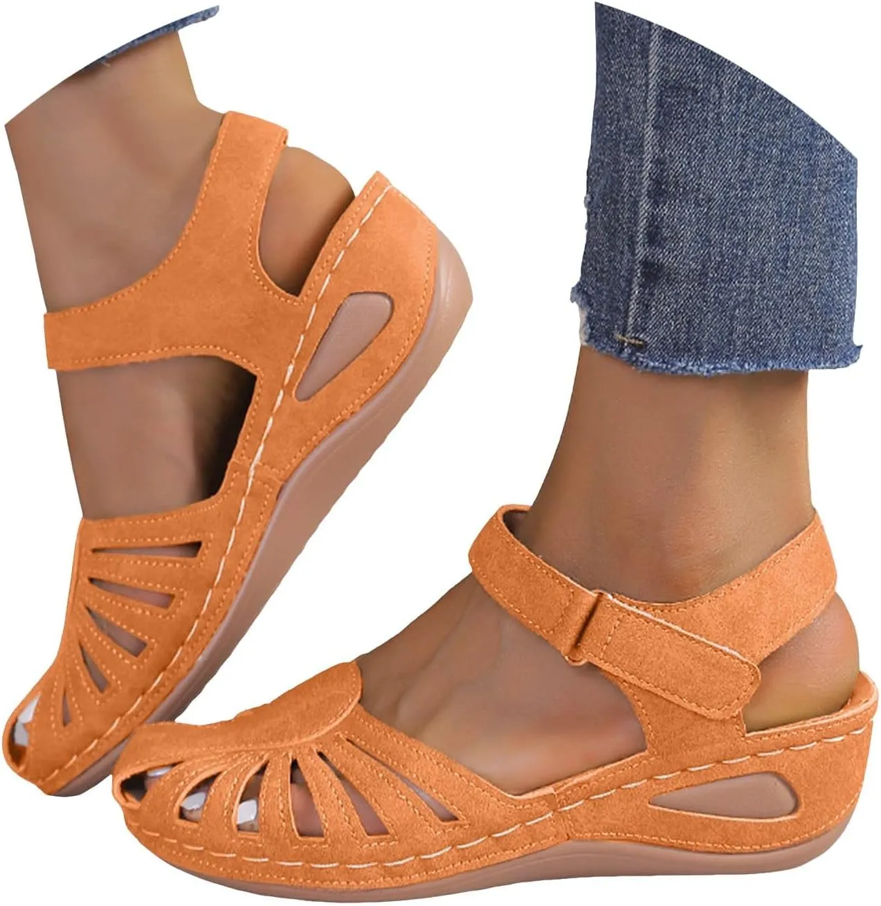 Orthowalkway Womens Close Toe Sandals,Women's Comfy Orthotic Sandals,Dressy Summer Walking Orthopedic Fisherman Shoes