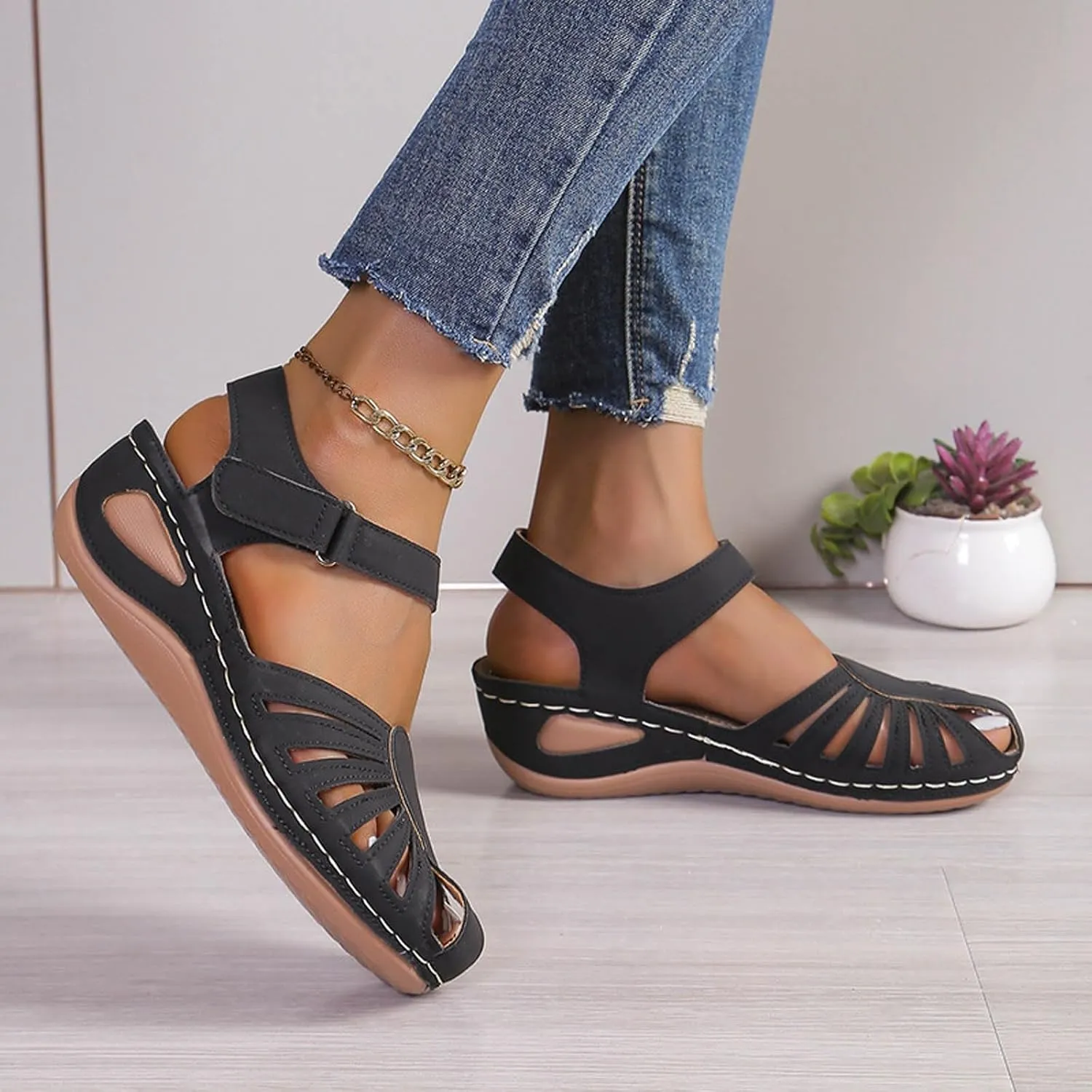 Orthowalkway Womens Close Toe Sandals,Women's Comfy Orthotic Sandals,Dressy Summer Walking Orthopedic Fisherman Shoes
