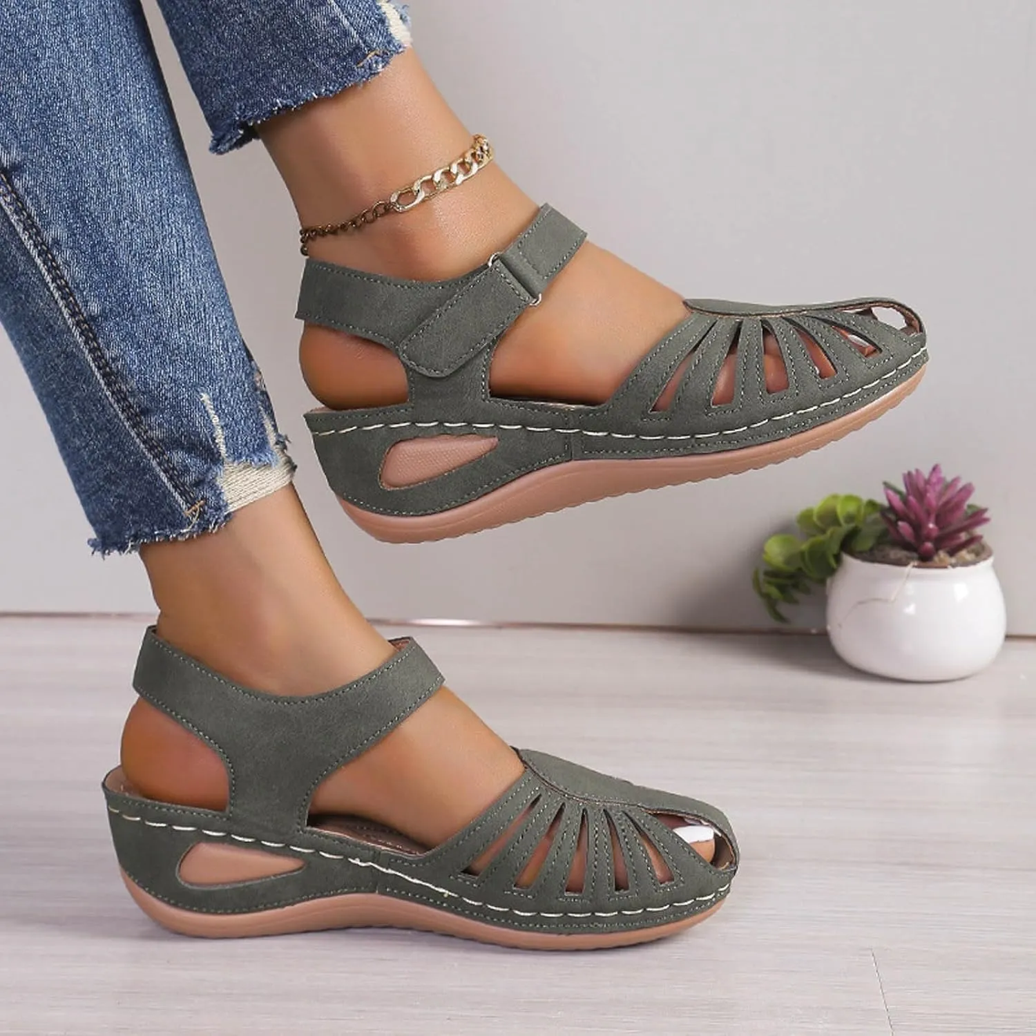 Orthowalkway Womens Close Toe Sandals,Women's Comfy Orthotic Sandals,Dressy Summer Walking Orthopedic Fisherman Shoes