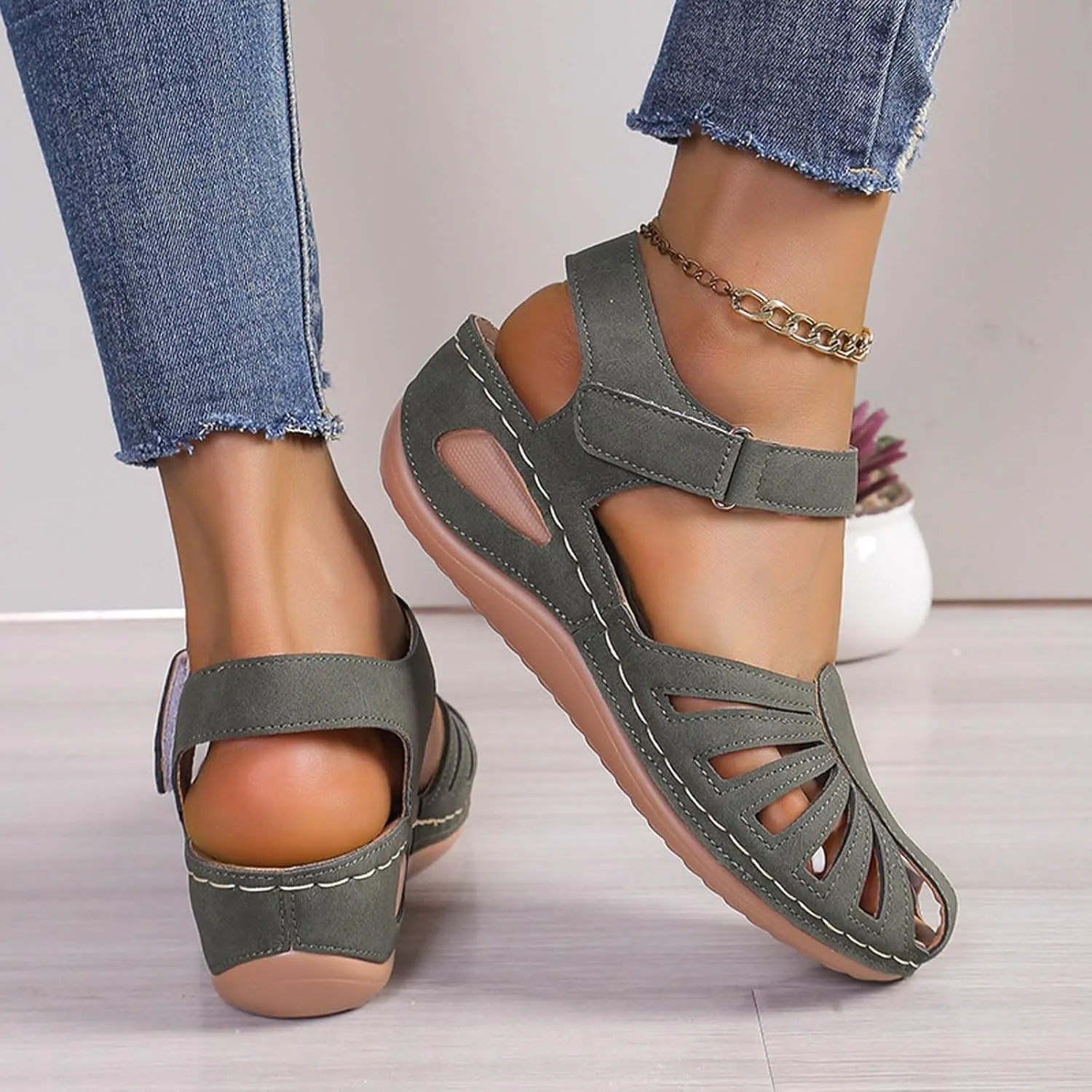 Orthowalkway Womens Close Toe Sandals,Women's Comfy Orthotic Sandals,Dressy Summer Walking Orthopedic Fisherman Shoes