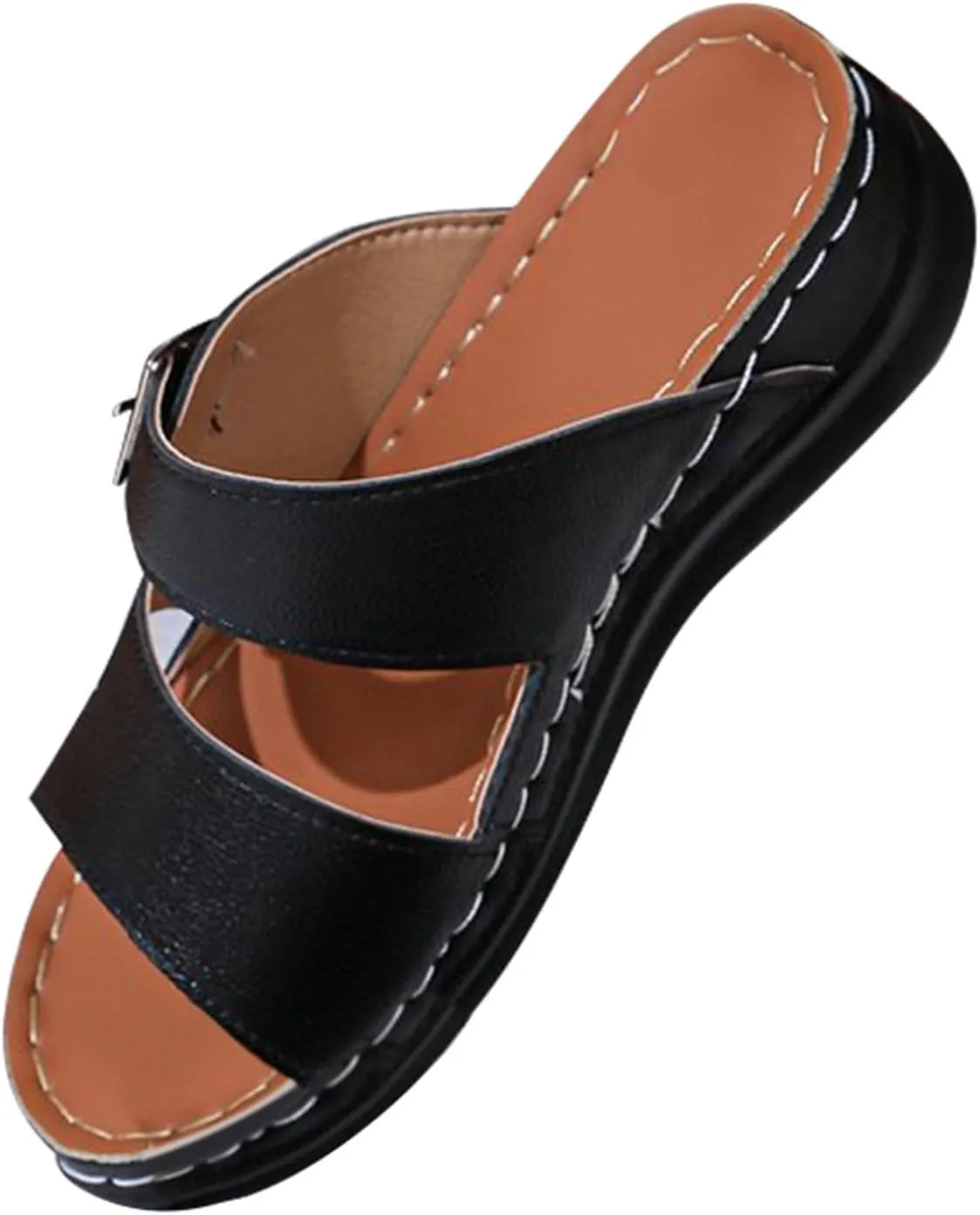 Ortopedicos Shoes for Woman 2025 Summer Beach Low Wedg Slides with Arch Support Comfortable Double Strap Shoes