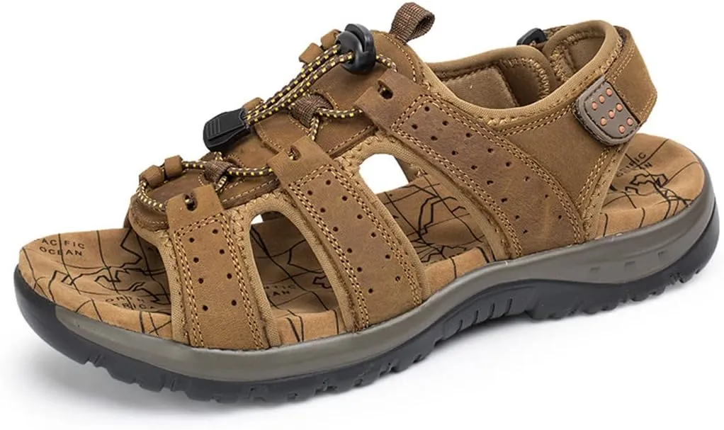 Outdoor Summer Sandals Men Leather Beach Sandals Hiking Shoes