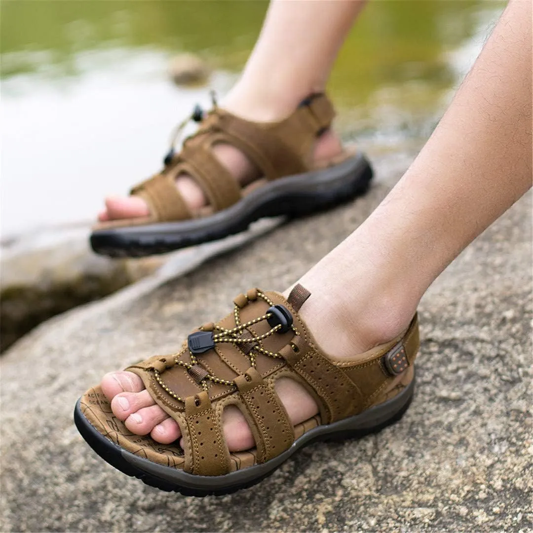 Outdoor Summer Sandals Men Leather Beach Sandals Hiking Shoes