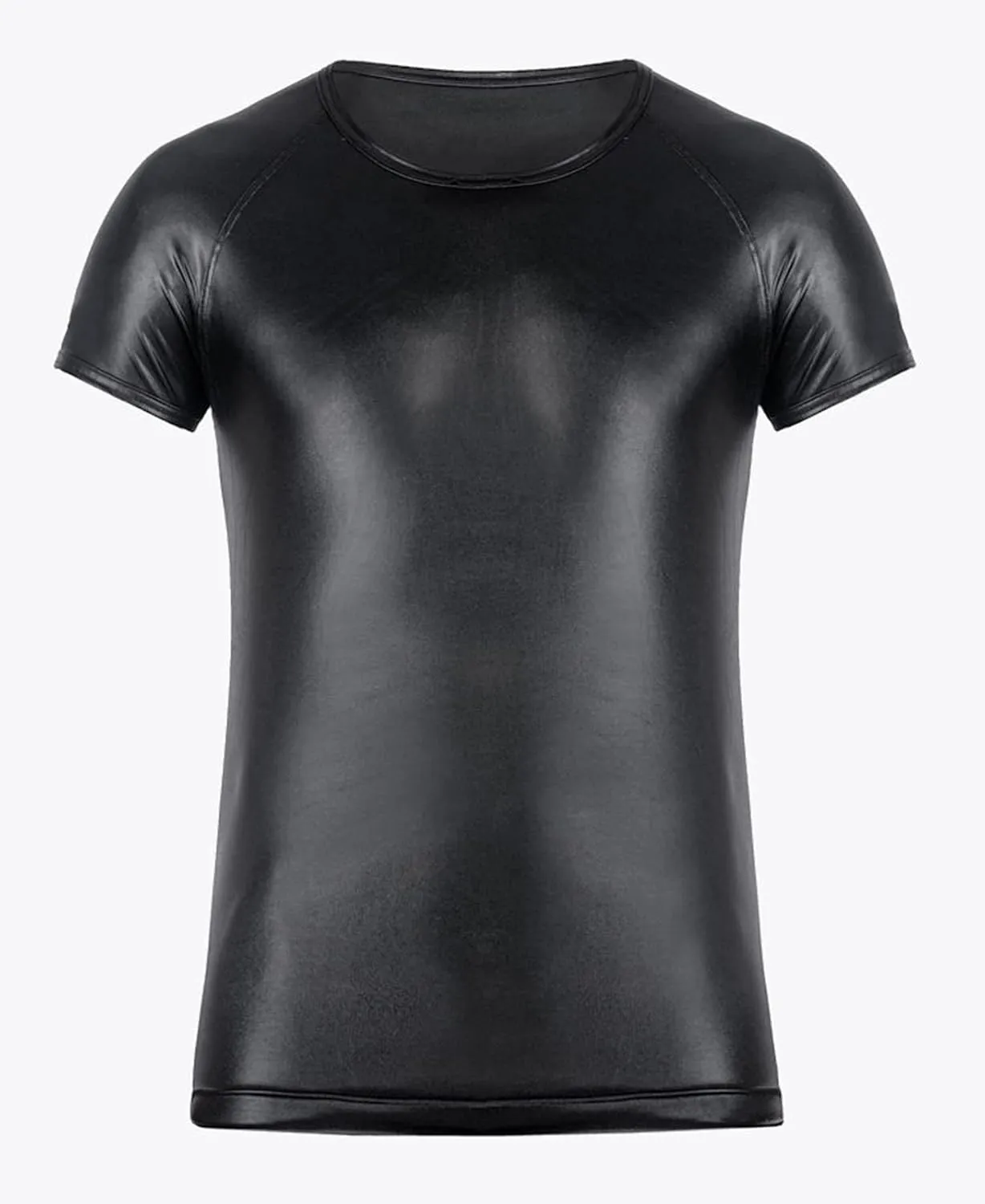 Panegy Men's Sculpting Leather Short Sleeves Side Mesh Cross Bodysuit Slim Fit Briefs Sexy Waist