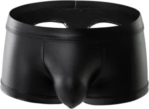 Panegy Men's Sculpting Leather Short Sleeves Side Mesh Cross Bodysuit Slim Fit Briefs Sexy Waist
