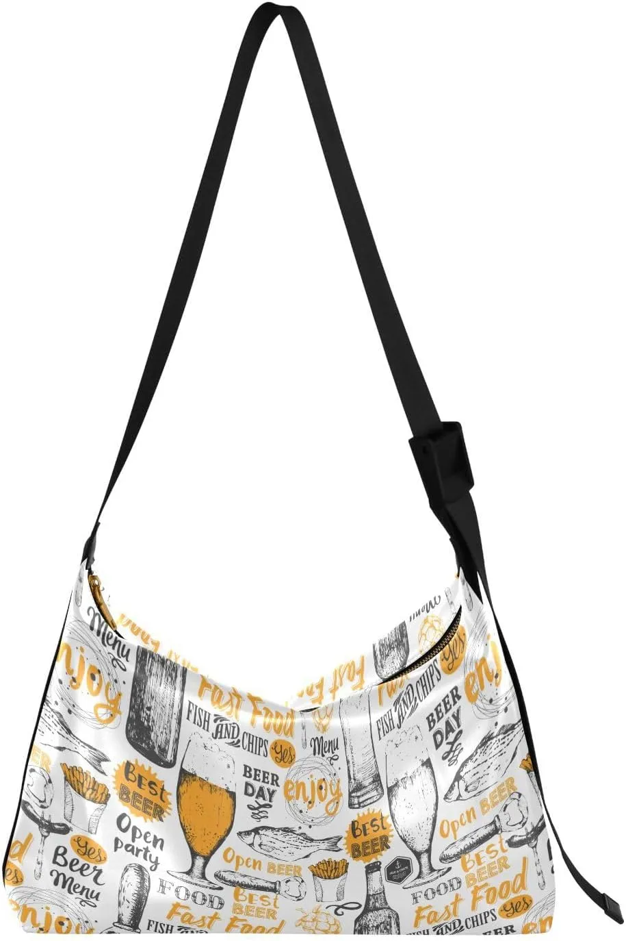 Pattern with Beer Hobo Crossbody Bags for Women Leather Large Shoulder Bag Cross Body Cider and Snack Trendy Womens Tote Bags Handbag for Travel Shopping
