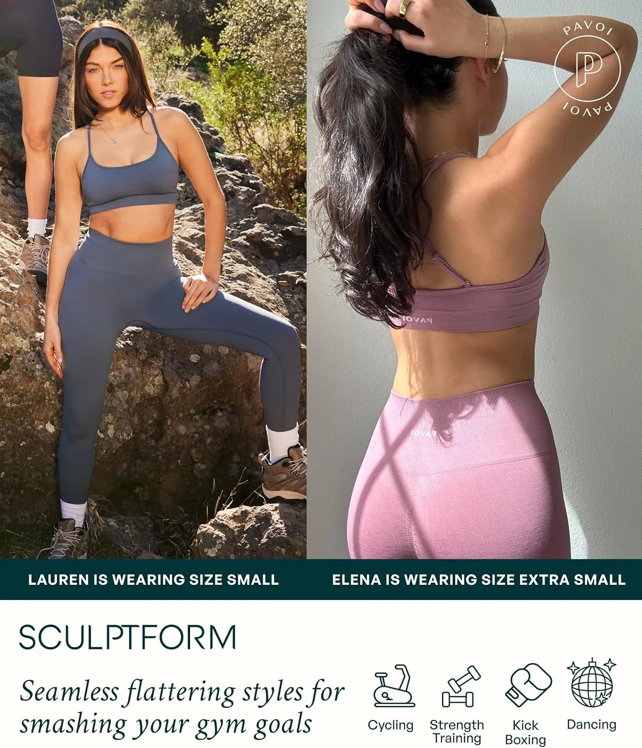 PAVOI ACTIVE Seamless Scrunch Butt Leggings | High Waisted Compression Sculpting Women Full Length Workout Pants | SculptForm