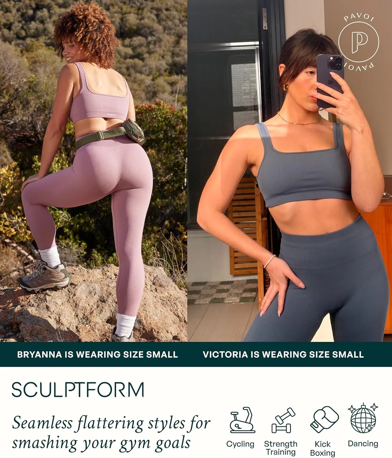 PAVOI ACTIVE Seamless Scrunch Butt Leggings | High Waisted Compression Sculpting Women Full Length Workout Pants | SculptForm