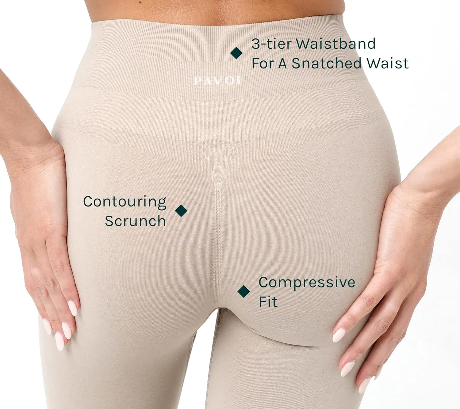 PAVOI ACTIVE Seamless Scrunch Butt Leggings | High Waisted Compression Sculpting Women Full Length Workout Pants | SculptForm