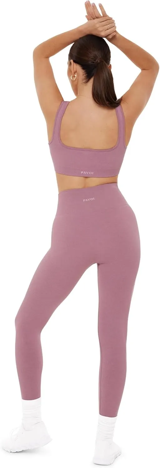PAVOI ACTIVE Seamless Scrunch Butt Leggings | High Waisted Compression Sculpting Women Full Length Workout Pants | SculptForm