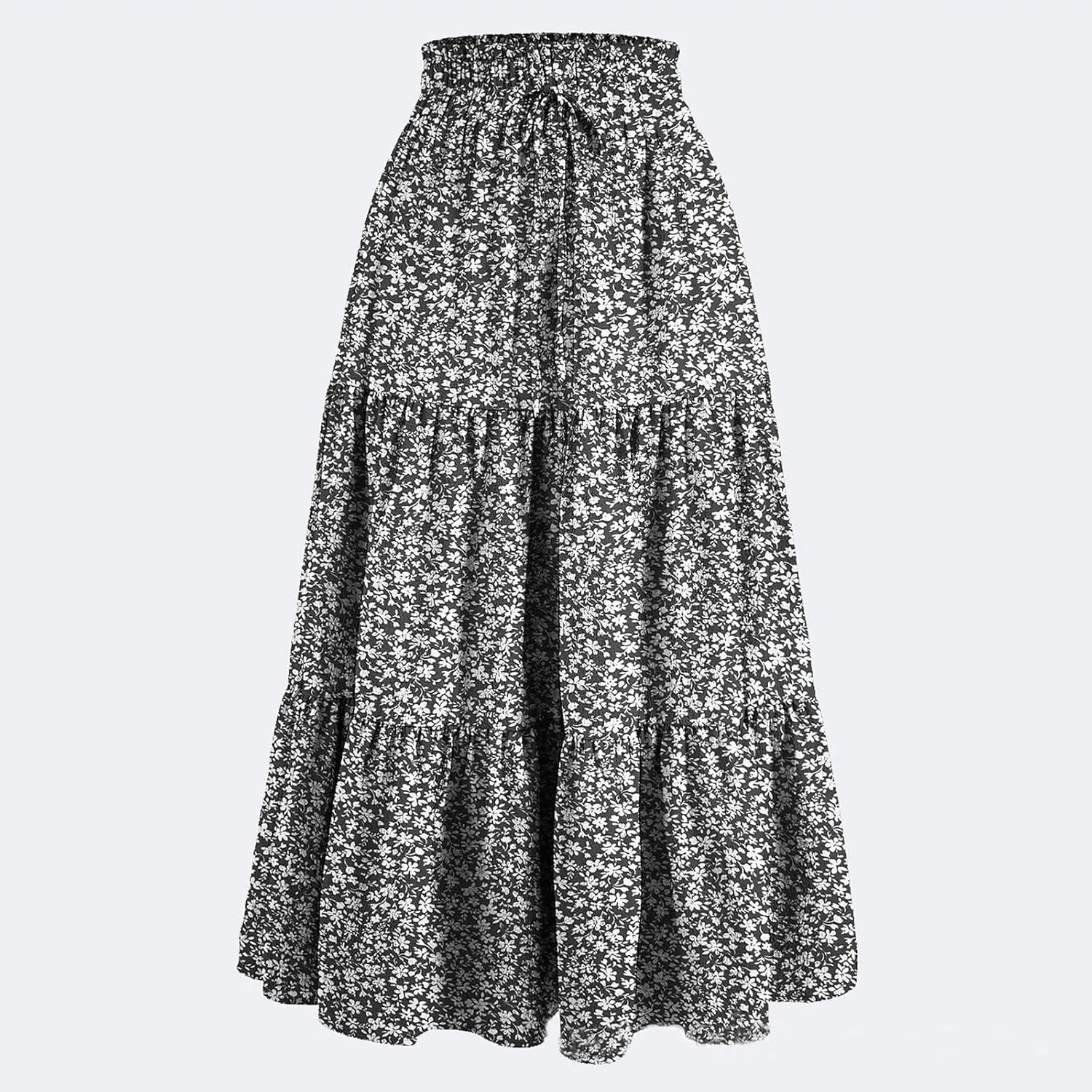 Petite Midi Skirt Maxi Spring Flowy Boho Comfy Tiered Western Pleated Midi Skirts for Women