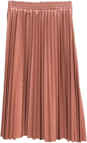 PU Leather Skirt High Waist Midi Pleated Skirt Solid Color Korean Skirts Womens Casual Skirts