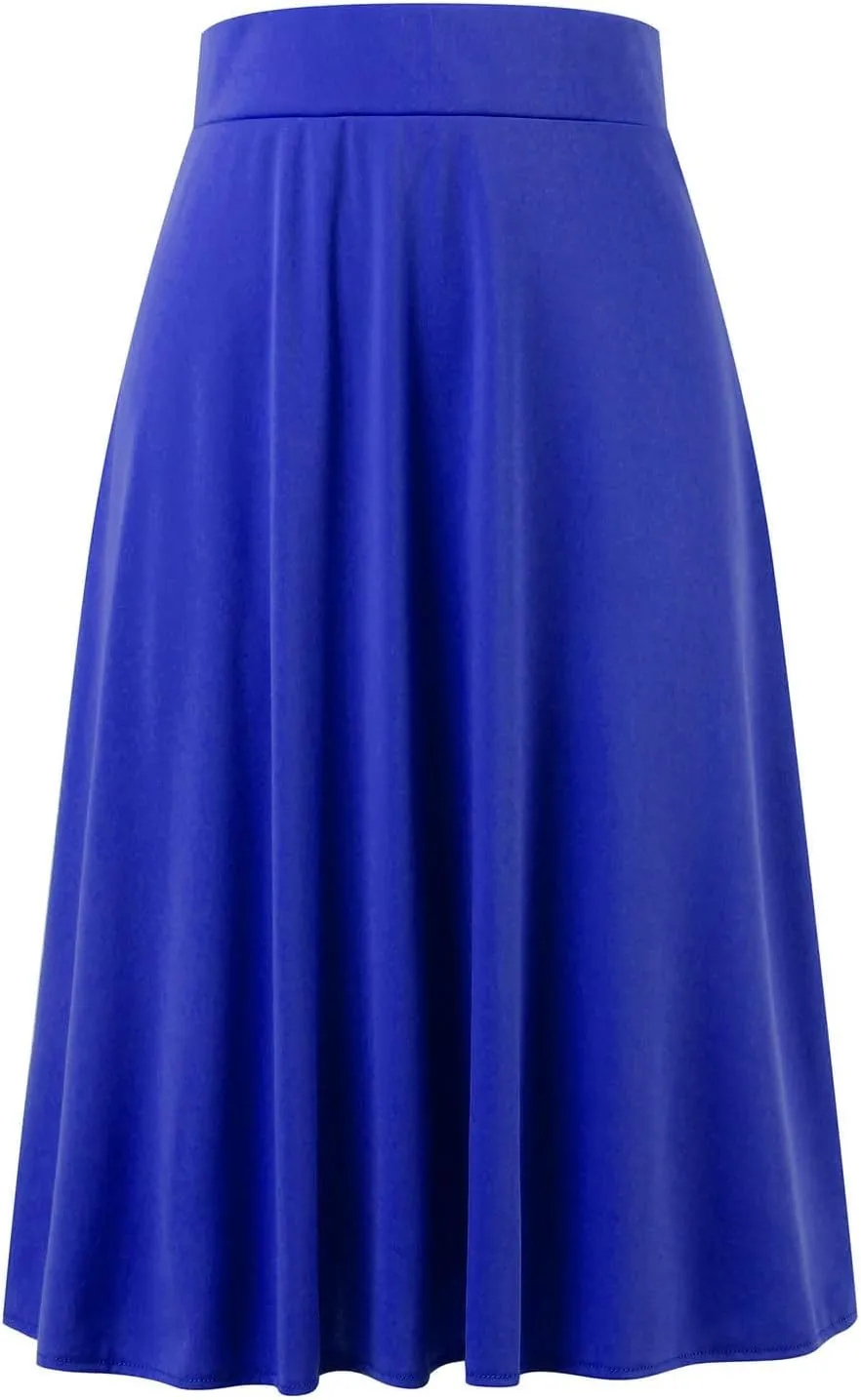 Pullover Skirts for Women High Waisted Casual Midi Length Elastic Waist Skirt with Minimalist Lightweight Fabric
