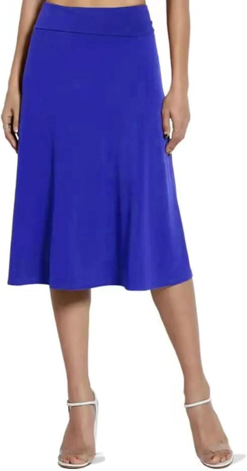 Pullover Skirts for Women High Waisted Casual Midi Length Elastic Waist Skirt with Minimalist Lightweight Fabric