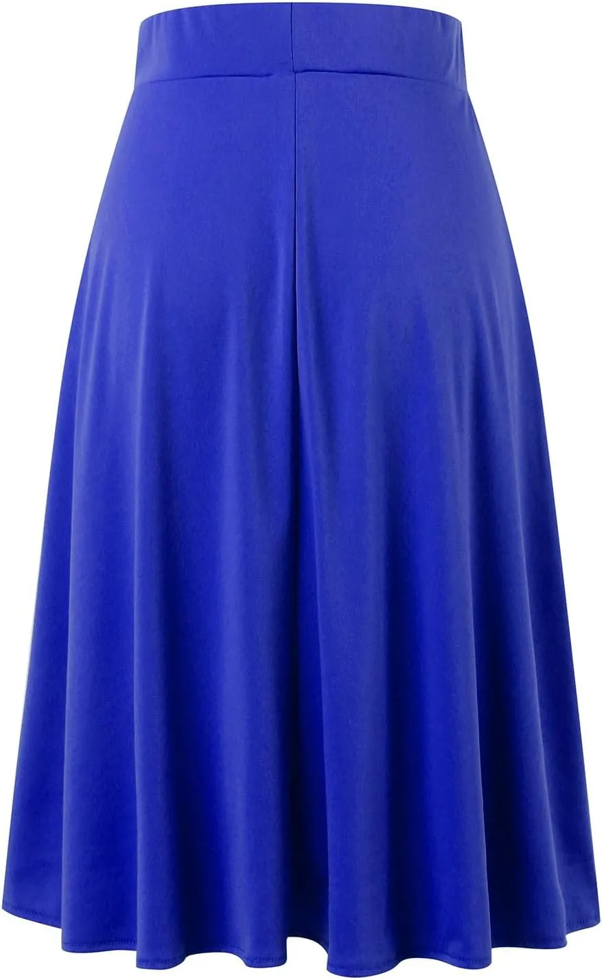 Pullover Skirts for Women High Waisted Casual Midi Length Elastic Waist Skirt with Minimalist Lightweight Fabric