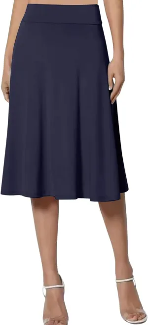 Pullover Skirts for Women High Waisted Casual Midi Length Elastic Waist Skirt with Minimalist Lightweight Fabric