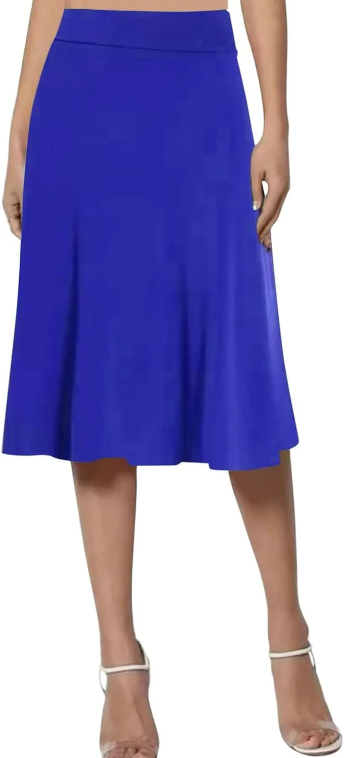 Pullover Skirts for Women High Waisted Casual Midi Length Elastic Waist Skirt with Minimalist Lightweight Fabric