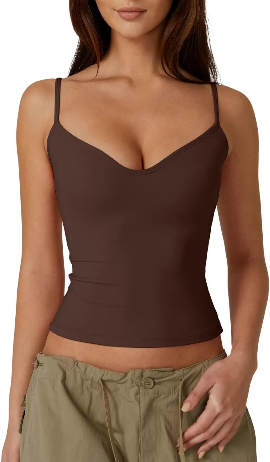 QINSEN Womens Spaghetti Strap Sweetheart Neck Sleeveless Top Slim Fit Going Out Camisole Basic Top