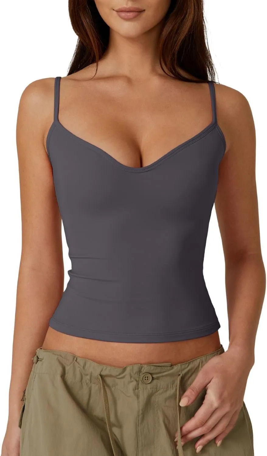 QINSEN Womens Spaghetti Strap Sweetheart Neck Sleeveless Top Slim Fit Going Out Camisole Basic Top