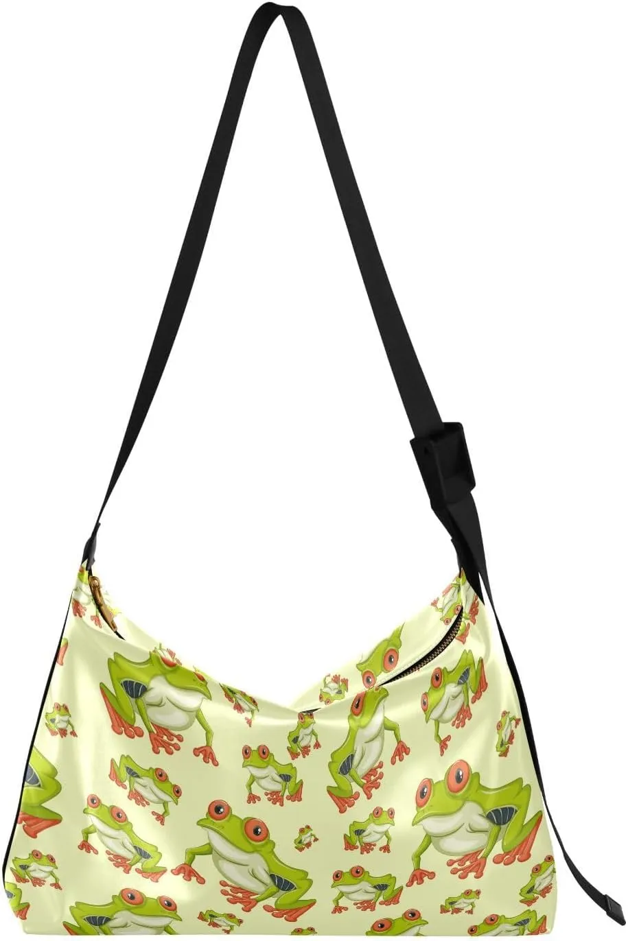 Red Eyed Tree Frog Hobo Crossbody Bags for Women Leather Large Shoulder Bag Cross Body Green Trendy Womens Tote Bags Handbag for Travel Shopping