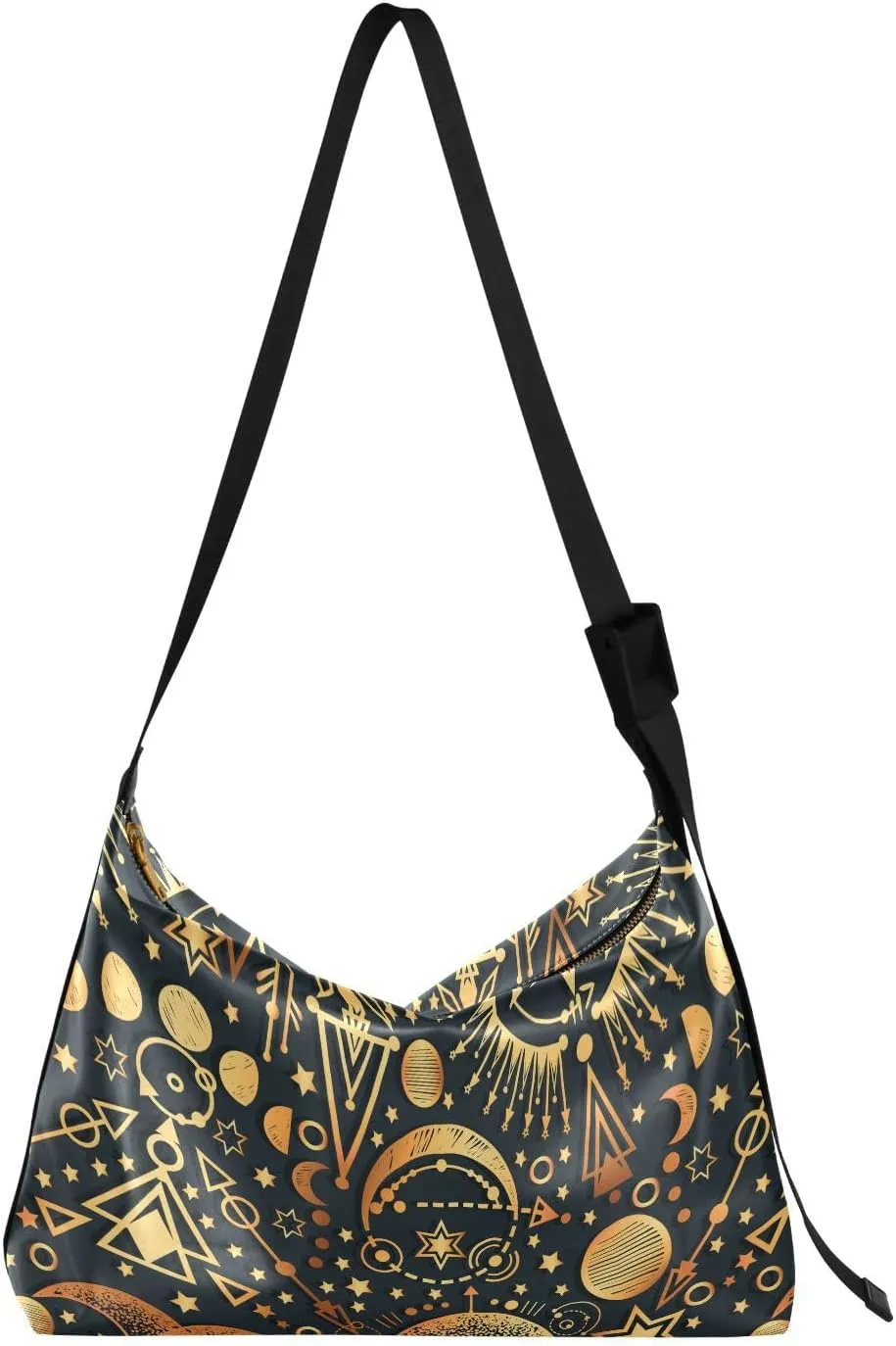 Retro Magical Moon Stars Hobo Crossbody Bags for Women Leather Large Shoulder Bag Cross Body Boho Ethnic Trendy Womens Tote Bags Handbag for Travel Shopping