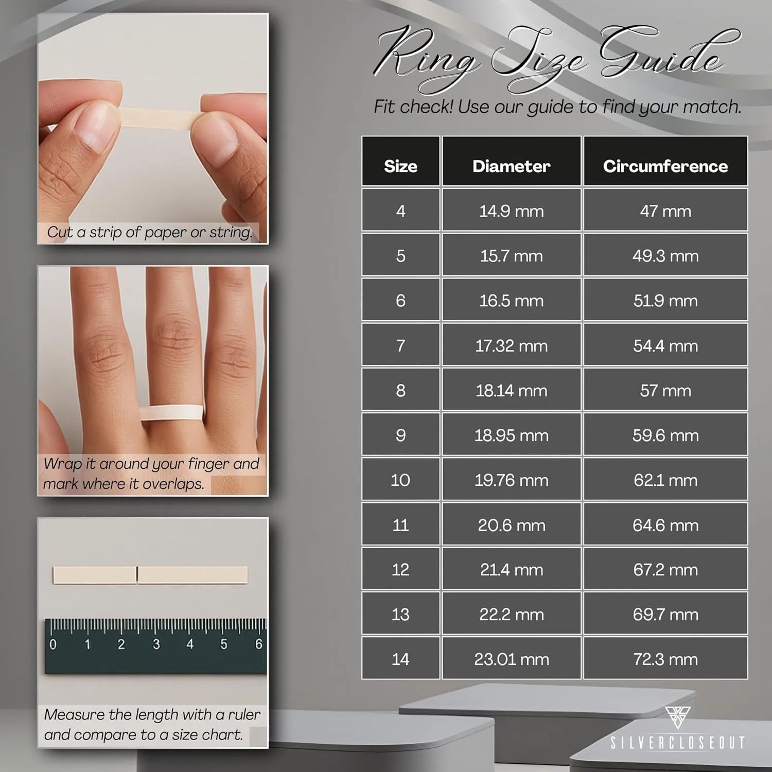 Rhodium Plated Sterling Silver Wide Square Cut Womens Cubic Zirconia Statement Ring Unique Silver Ladies Cocktail Rings (Size 4-11)