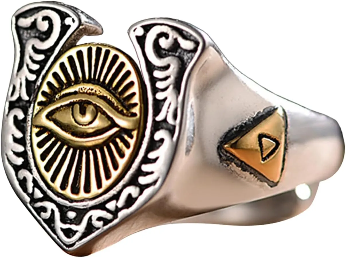 SAFIGLE Women's Punk Ring Small Fashionable Open Ring Adjustable Eye Jewelry for Occasion Silver