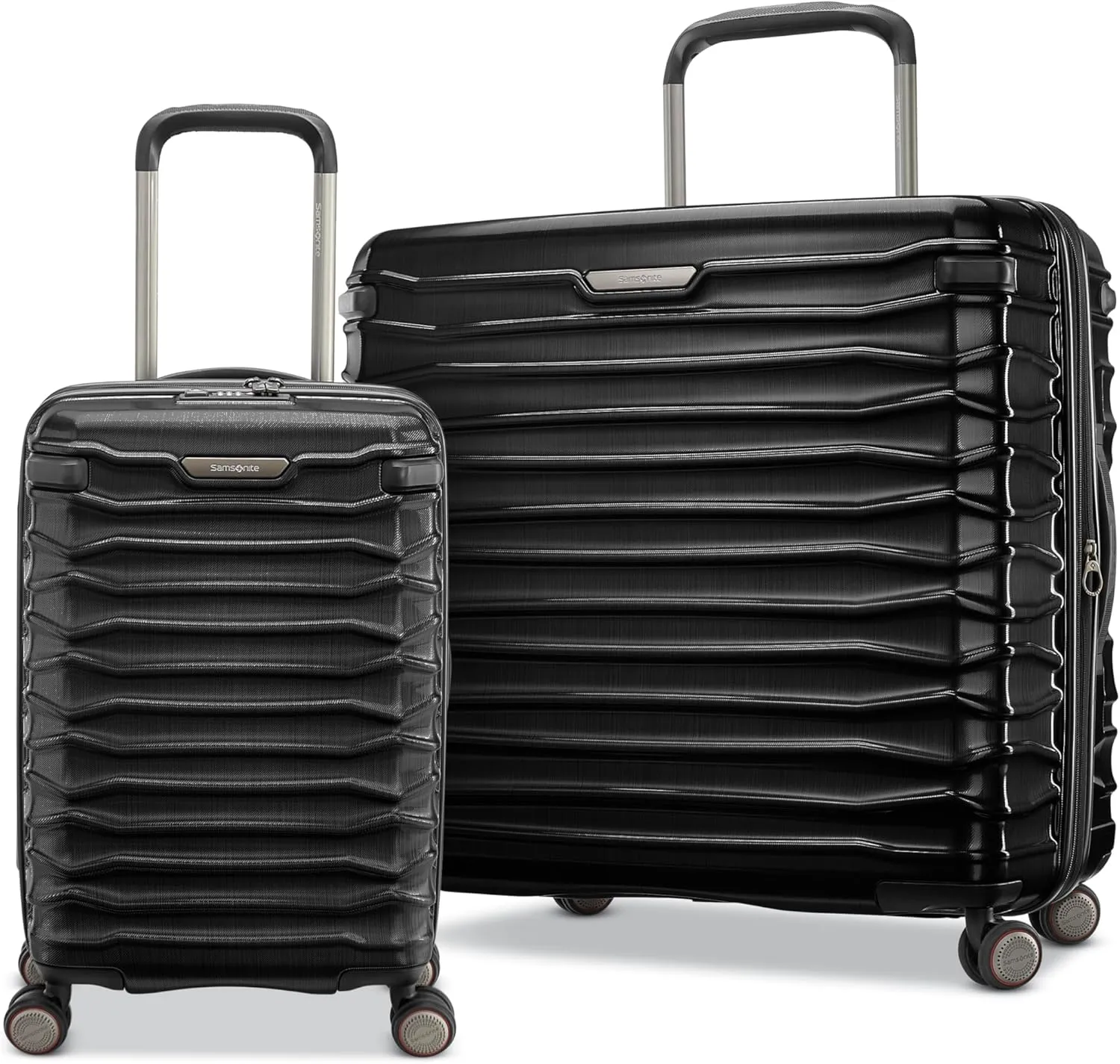 Samsonite Stryde 2 Hardside Expandable with Double Spinner Wheels, 2PC SET (22X14X9/LG), Stealth Black